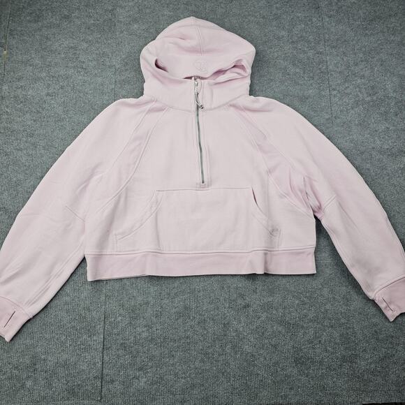 Lululemon Scuba Hoodie Womens XL/XXL Pink Cropped Half Zip Pullover Oversized - Picture 1 of 6
